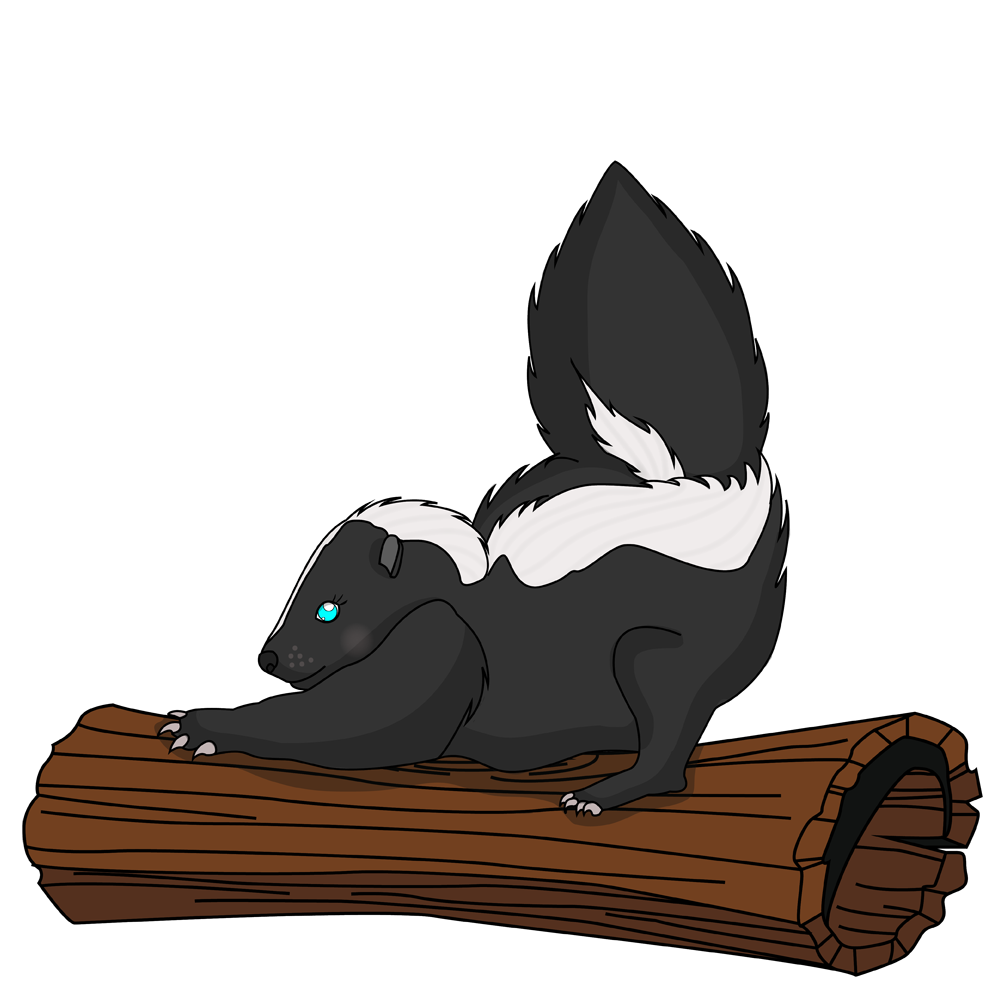 Stripy skunk whimsical creature art by Scary Sweet