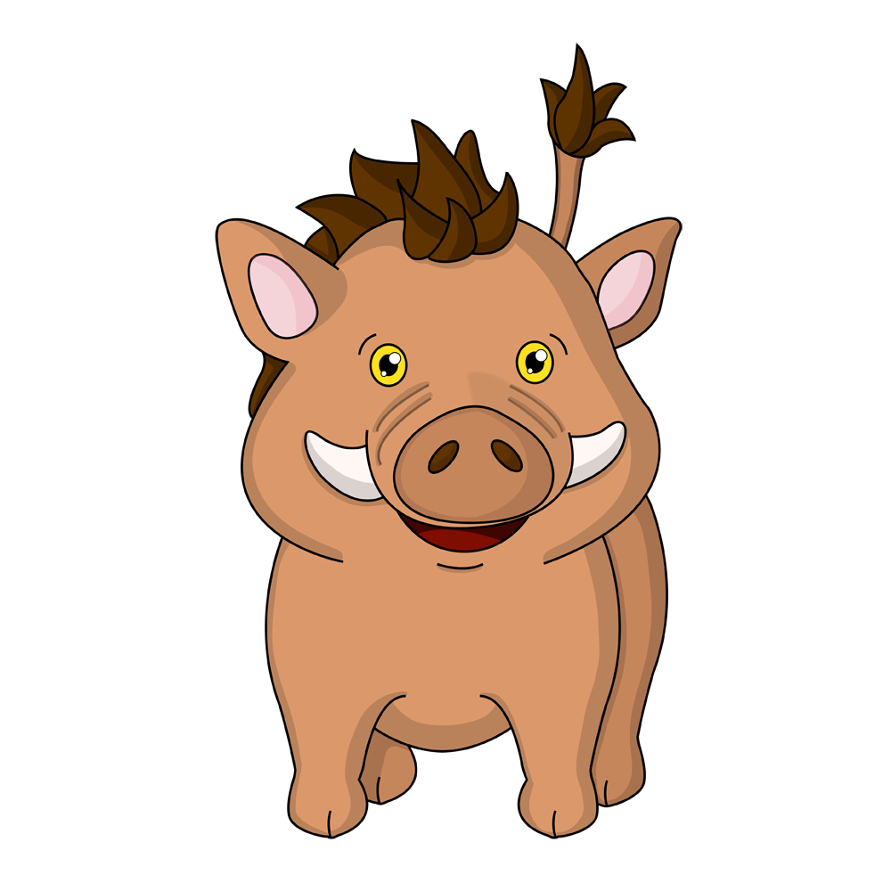 Wee warthog whimsical creature art by Scary Sweet